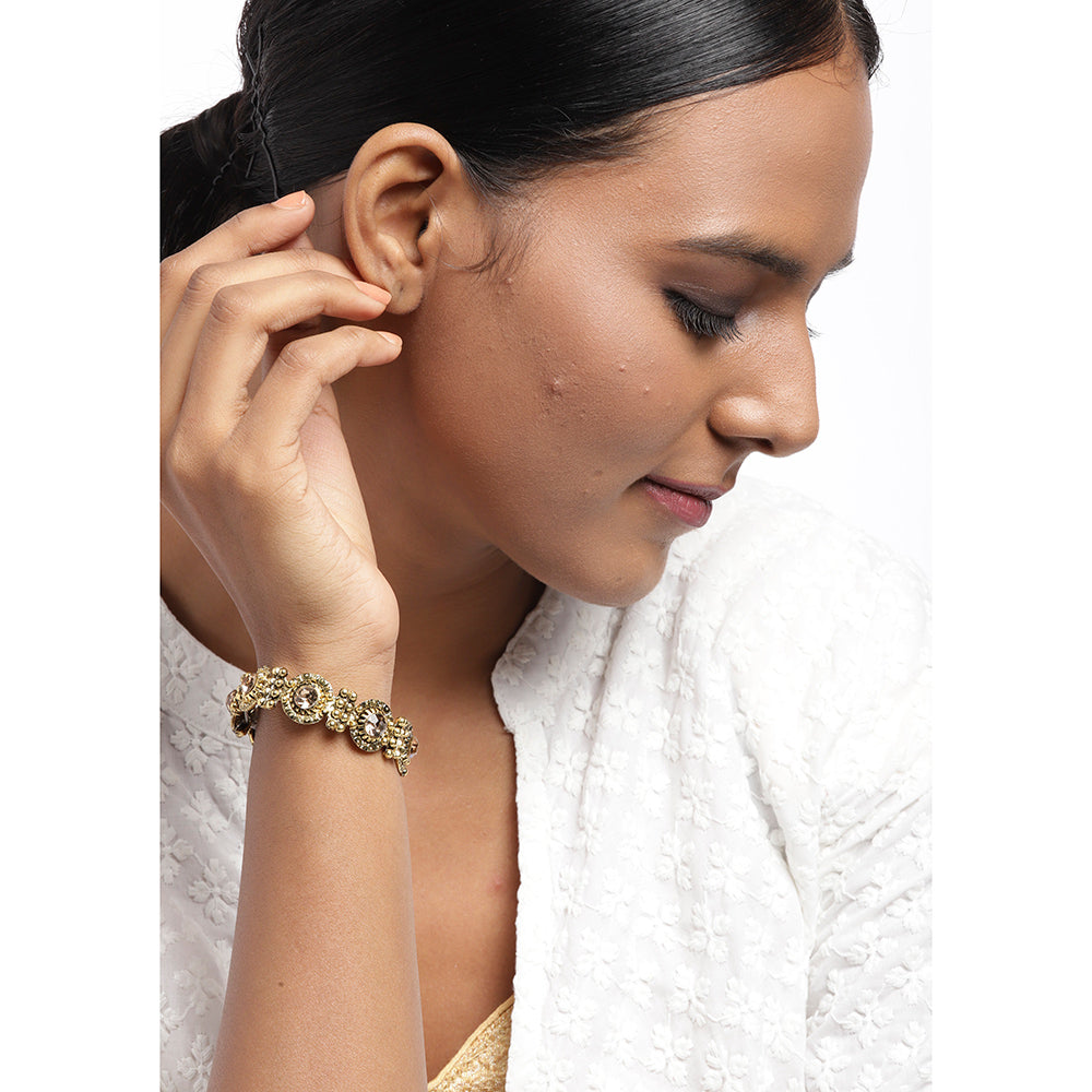 Kord Store Designer Gold Plated LCD Stone Free Size  Bracelet For Girls and Women  - KSBRC40032