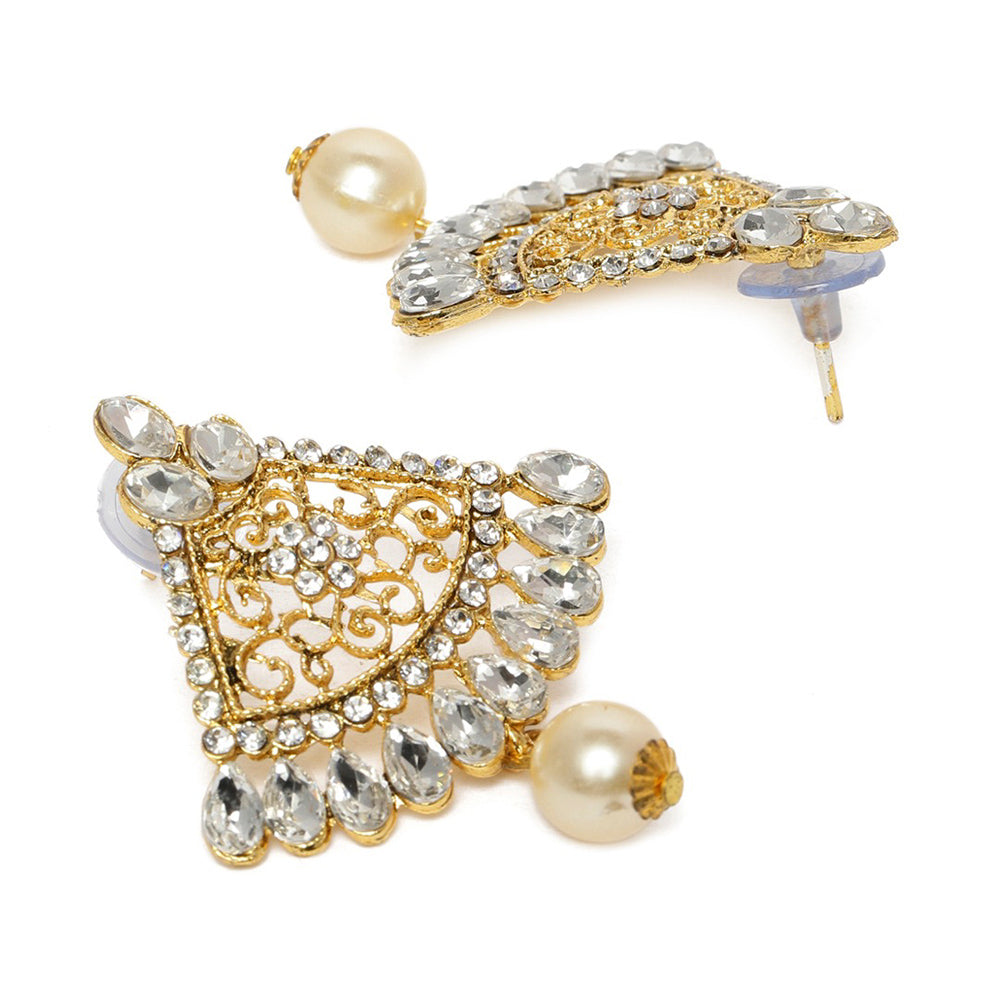 Kundan Jhumka Earrings with Stones and Pearls | JCS Fashions