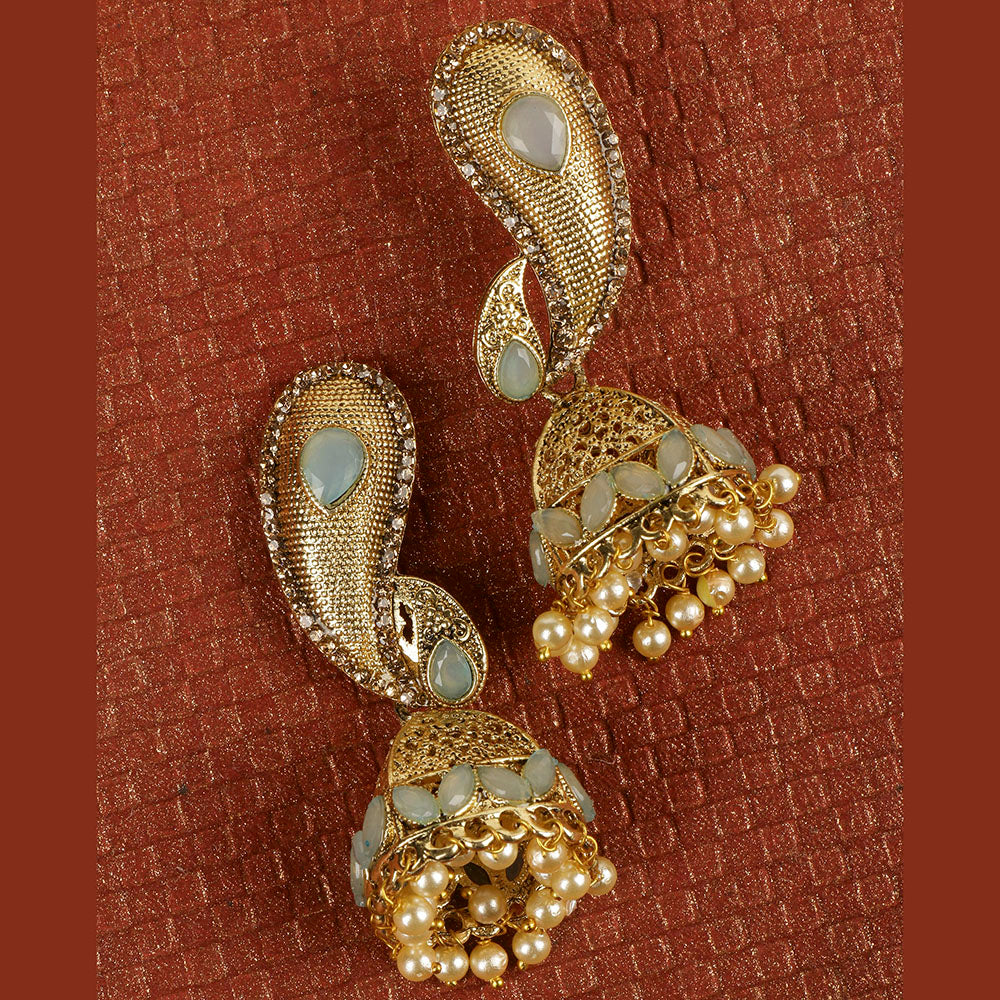 Buy Fida Gold Toned & Off White Stone Studded Jhumka Earrings - Earrings  for Women 1615566 | Myntra