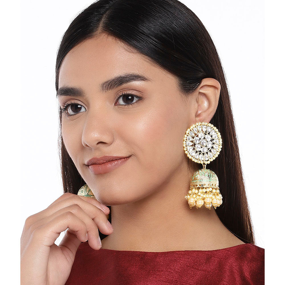 Elegant Look Round Shape Brass Material Matt Finishing Gold Plated Earrings  at Best Price in Jaipur | Arrawali Jewellers