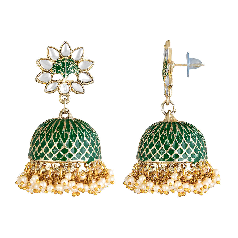 Golden Oxidised Layered Kashmiri Latkan Lakshmi Jhumki – Glitter Gleam