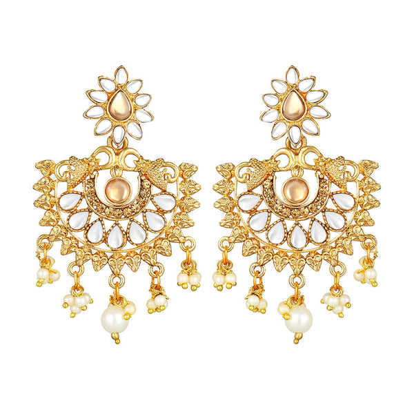 Yellow Pearls Handcrafted Designer Chandbali Earrings | FashionCrab.com
