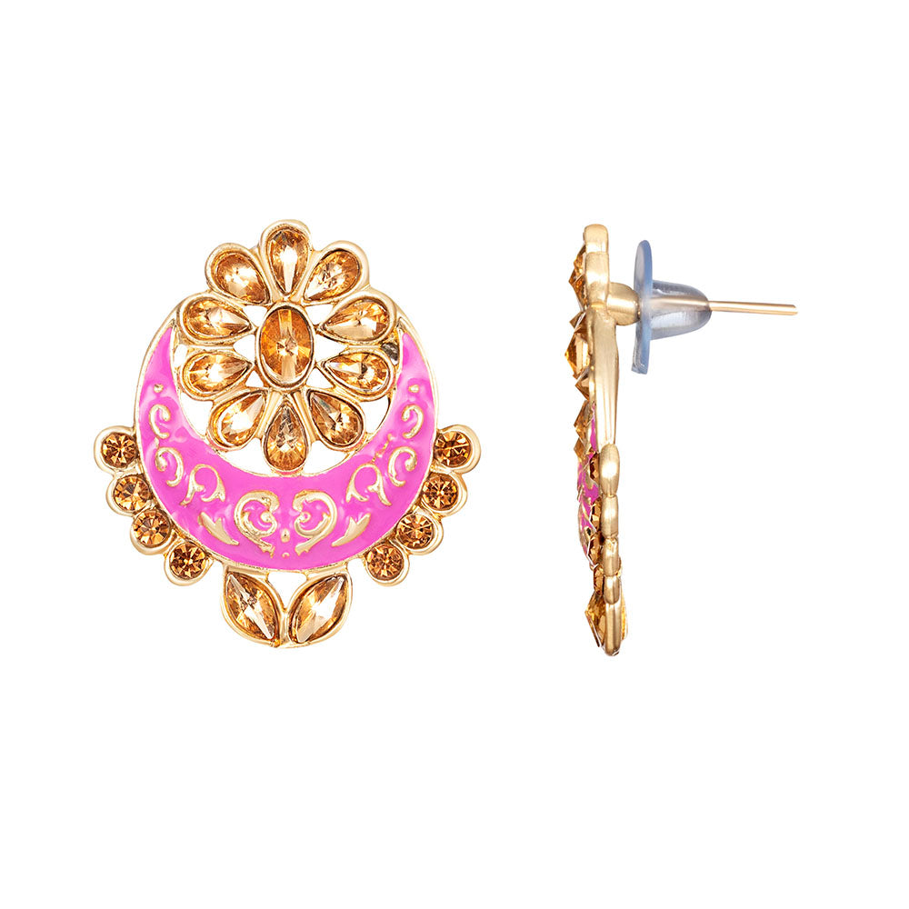Kord Store Pleasant Alloy Gold Plated Meena Work Stud Earring For Women & Girls  - KSEAR70281