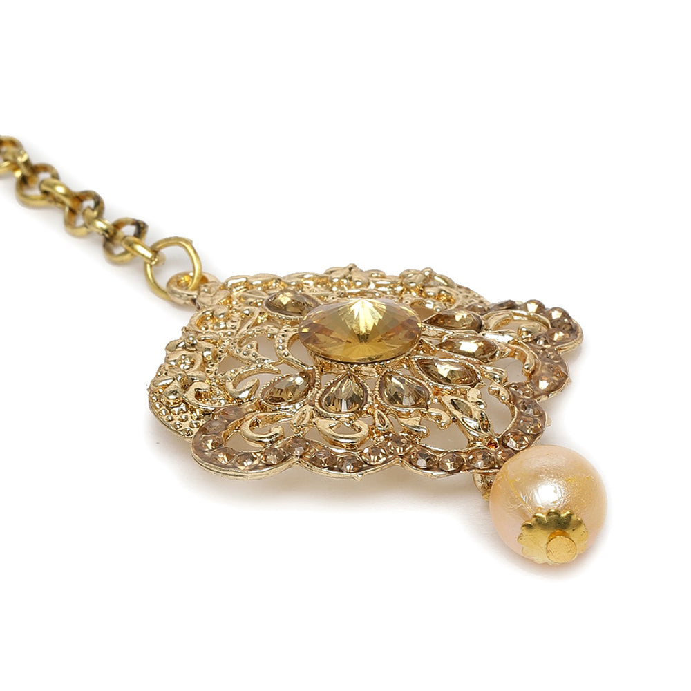 Kord Store Fascinating Designer Lct Stone Gold Plated Dangle Earring With Mangtikka For Women