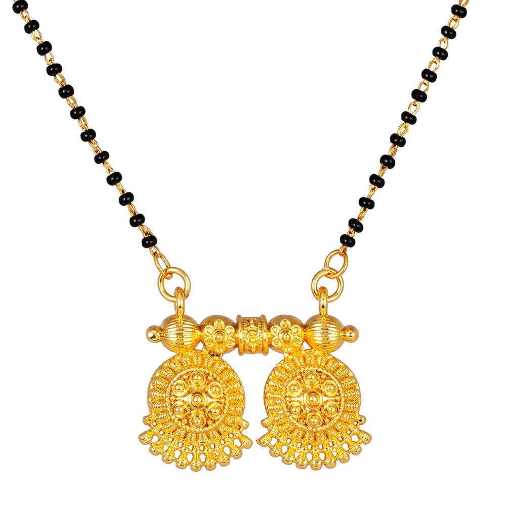 Kord Store Sparkling New Design Mangalsutra "Vati"/Maharshtrian Stylish/Designer Pendent/Black Beads Chain Set/Wedding Jewellery Set For Women (22 Inch)  - KSM90009