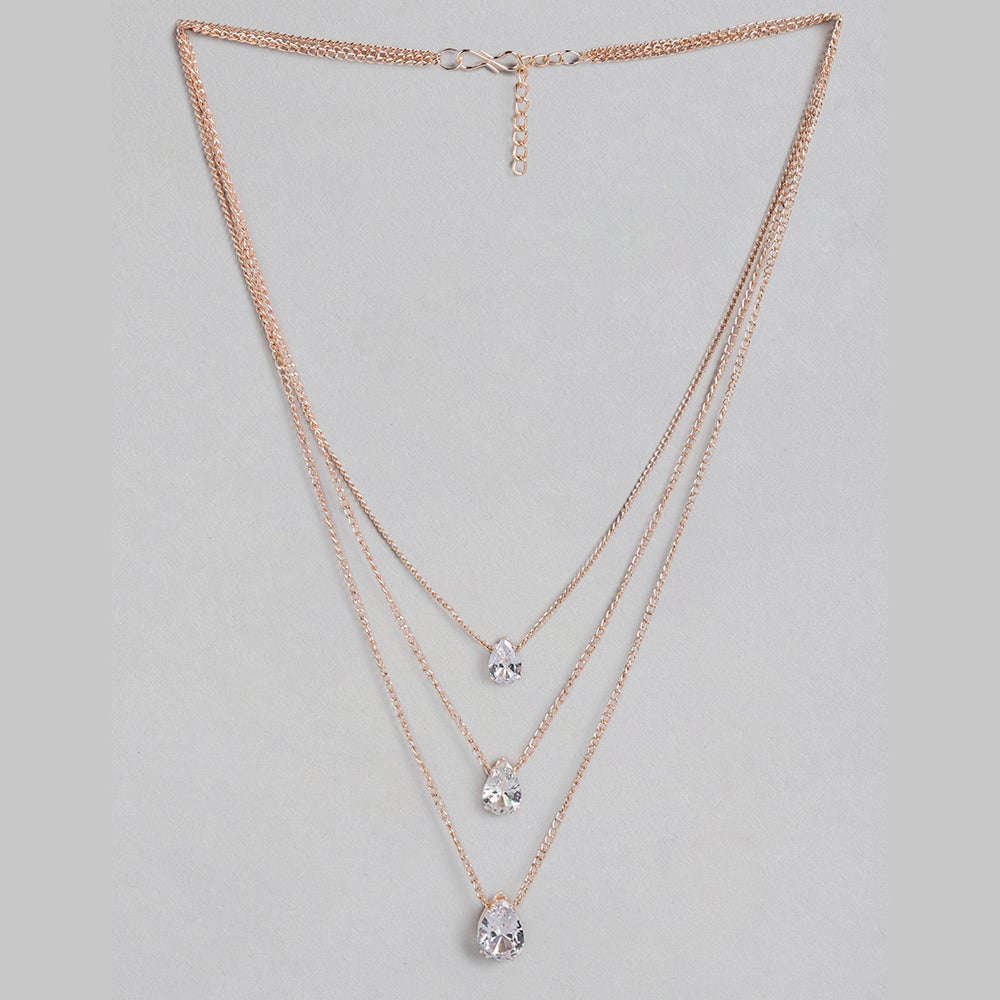 Kord Store Fabulous Rose Gold Plated Center Stone Fancy Chain Necklace For Girls and Women  - KSN60192