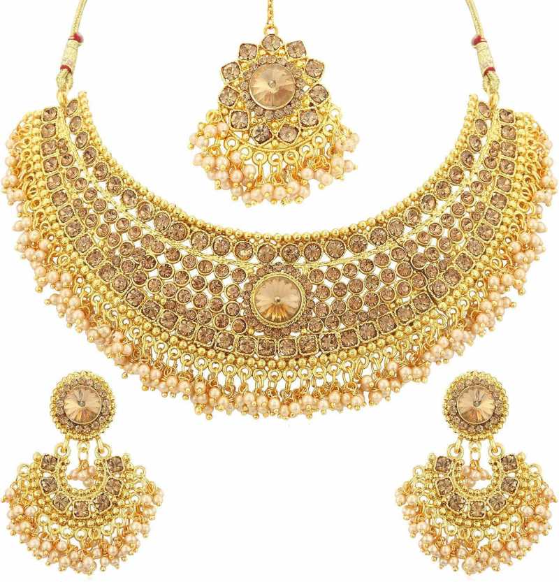 Kord Store Traditional Lct Stone Gold Plated Choker Necklace Set For Women  - KSNKESUK07