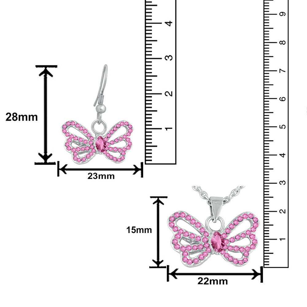 Mahi Winged Butterfly Crystal Pendant Set