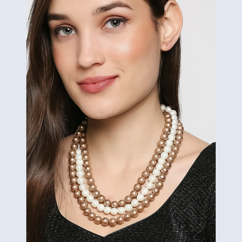 Mahi Tripple Layerd Artificial Pearl Necklace for Women (NL11037948G)