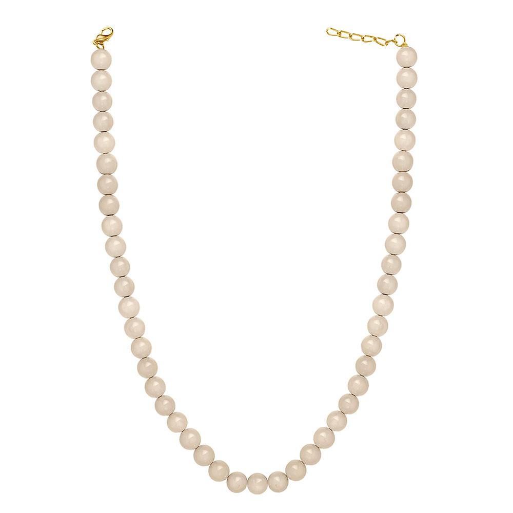 Mahi Gold Plated Pearl Crystal Cream Necklace with Swarovski Elements For Women