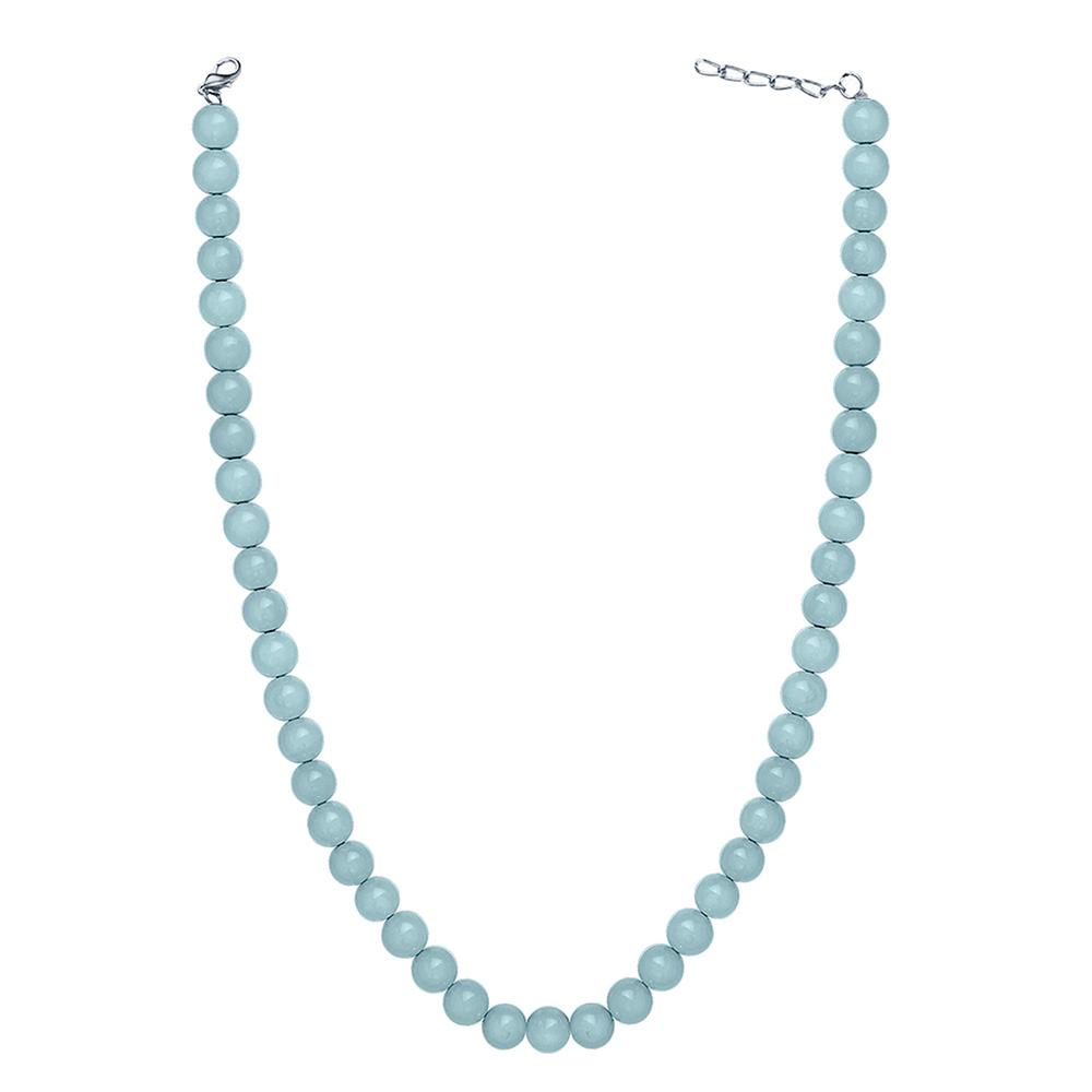 Mahi Rhodium Plated Pearl Pastel Blue Necklace with Swarovski Elements For Women