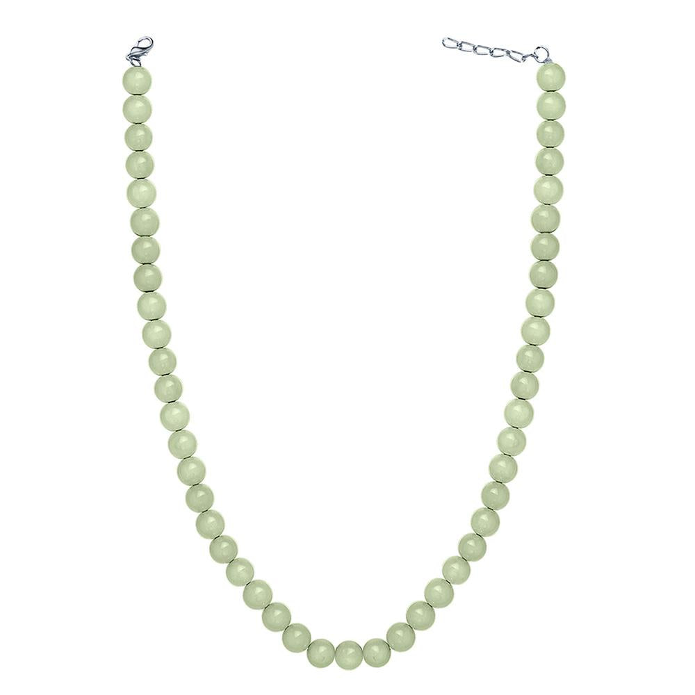 Mahi Rhodium Plated Pearl Pastel Green Necklace with Swarovski Elements For Women