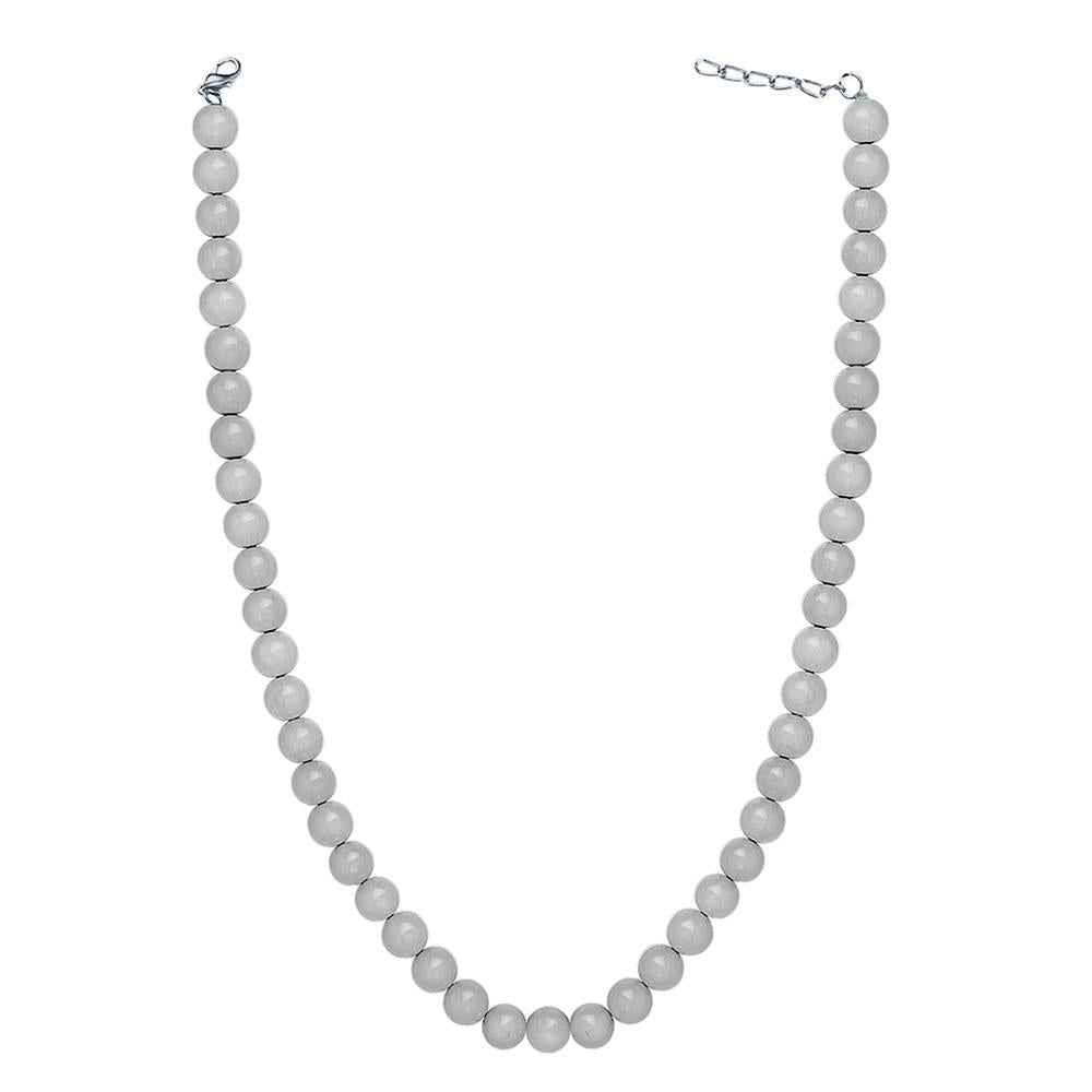 Mahi Rhodium Plated Pearl Pastel Grey Necklace with Swarovski Elements For Women
