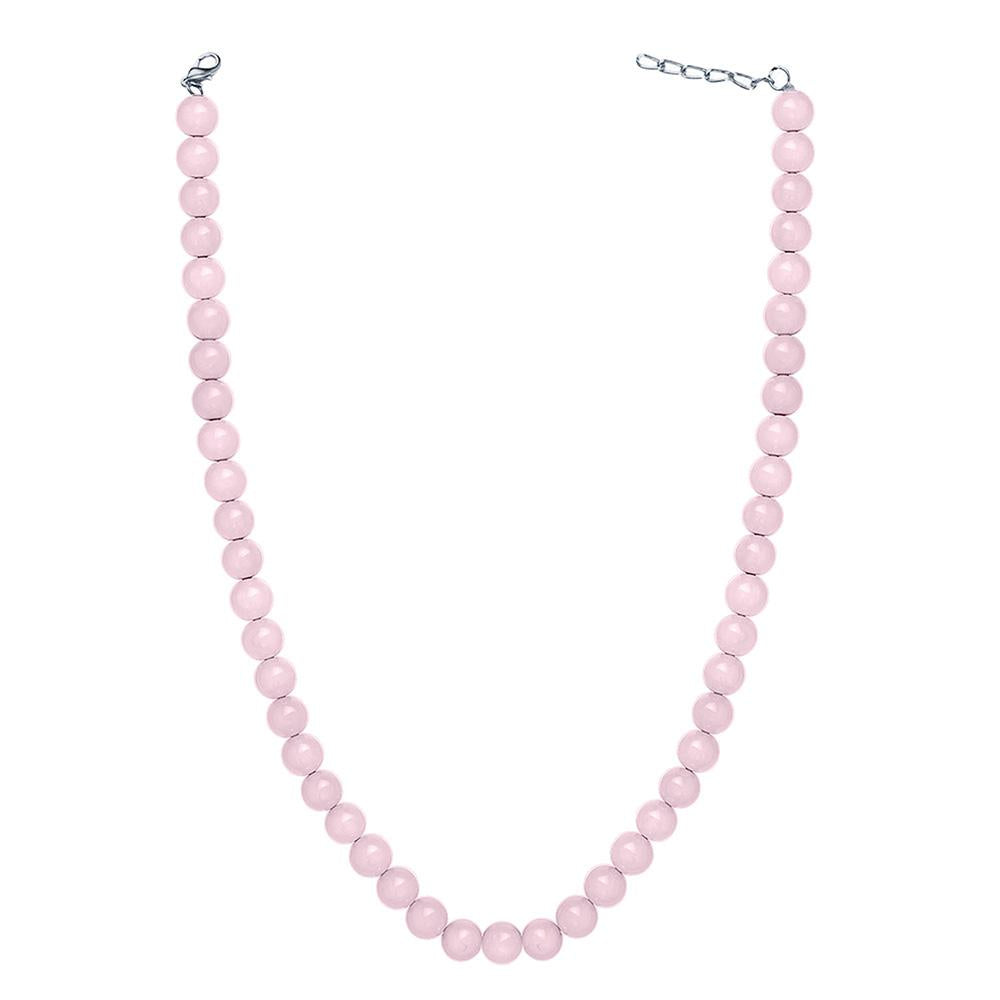 Mahi Rhodium Plated Pearl Pastel Rose Necklace with Swarovski Elements For Women