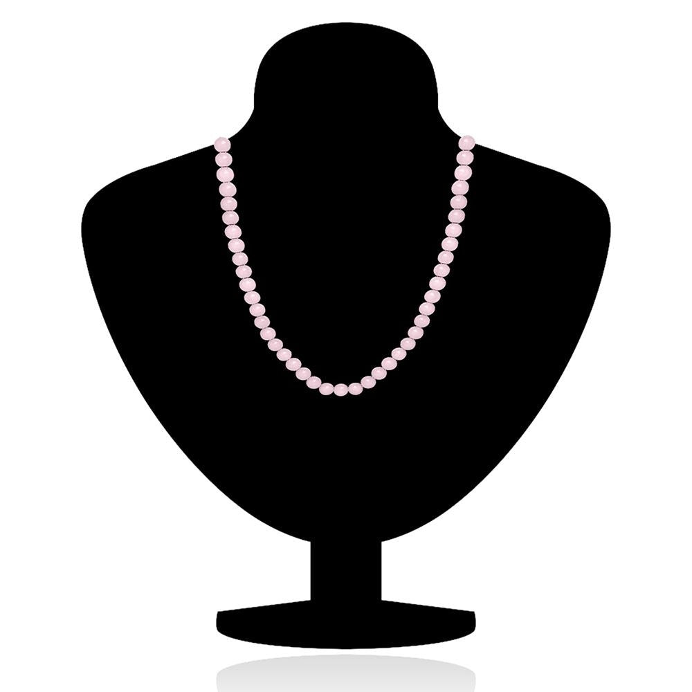 Mahi Rhodium Plated Pearl Pastel Rose Necklace with Swarovski Elements For Women