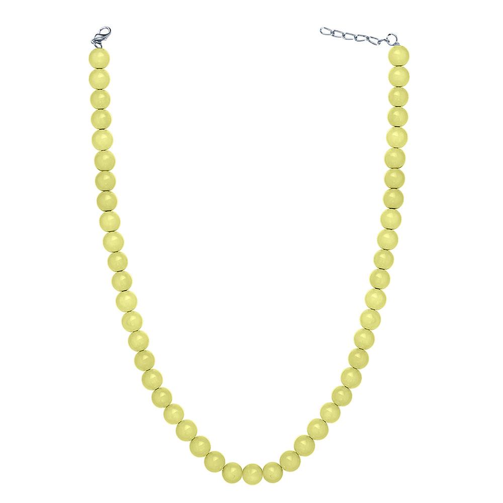 Mahi Rhodium Plated Pearl Pastel Yellow Necklace with Swarovski Elements For Women