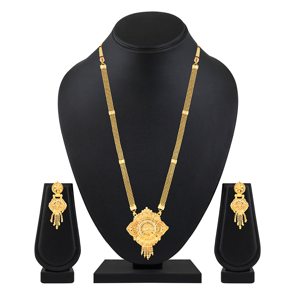 Mahi Gold Plated Traditional Wedding Necklace Set for Women (NL1108086G)