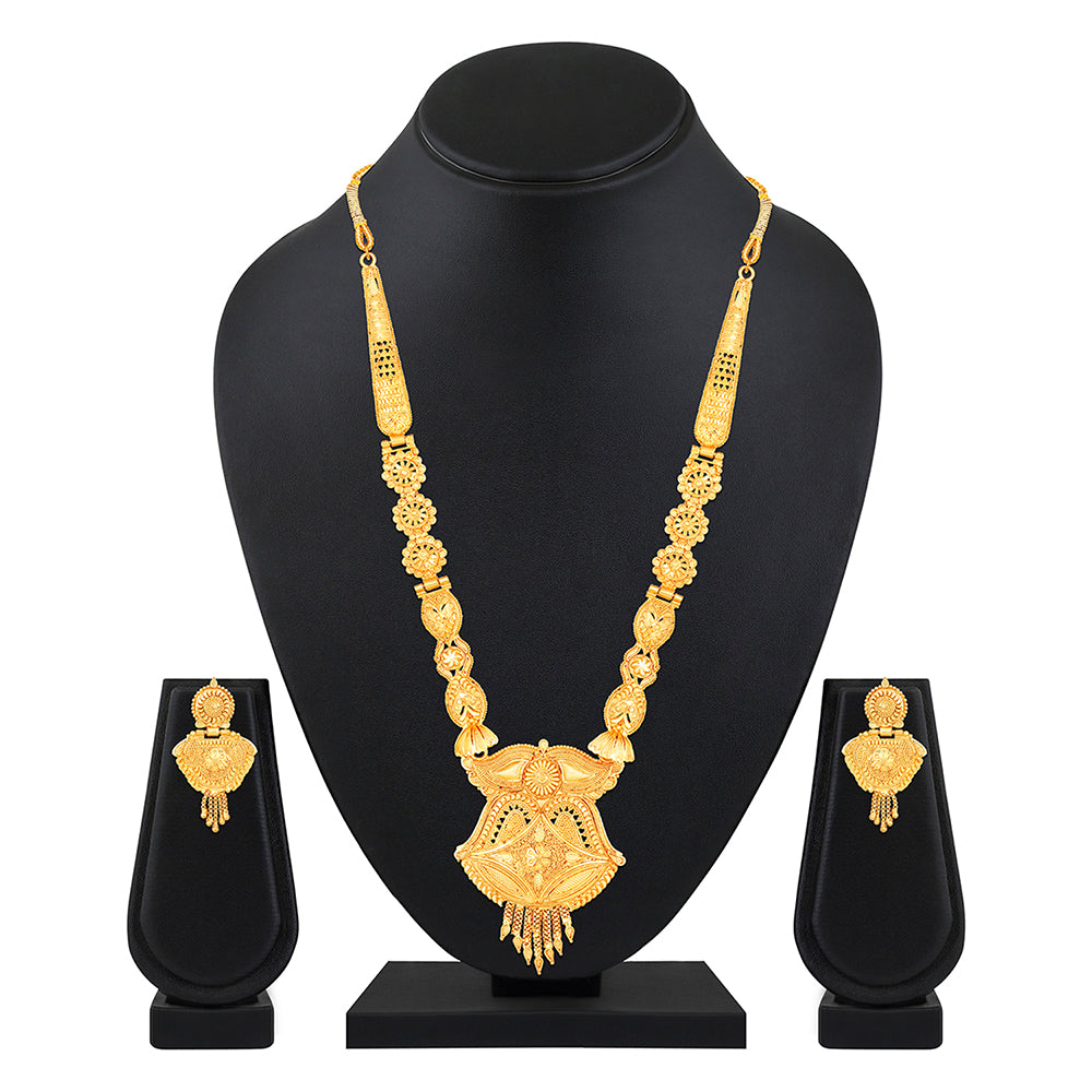 Mahi Gold Plated Traditional Wedding Necklace Set for Women (NL1108087G)