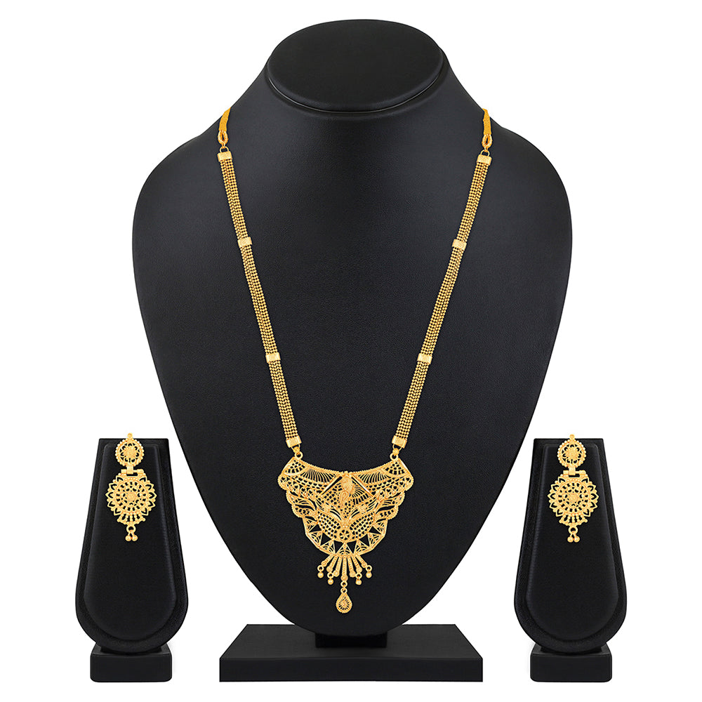 Mahi Gold Plated Traditional Wedding Necklace Set for Women (NL1108090G)