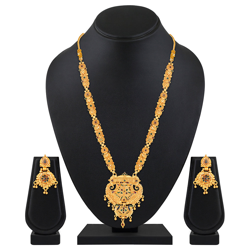 Mahi Gold Plated Traditional Wedding Necklace Set for Women (NL1108092G)