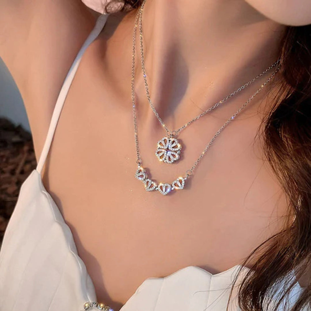 1/4 Carat T.W. Diamond Sterling Silver Double Interlocking Heart Necklace -  Walmart.com