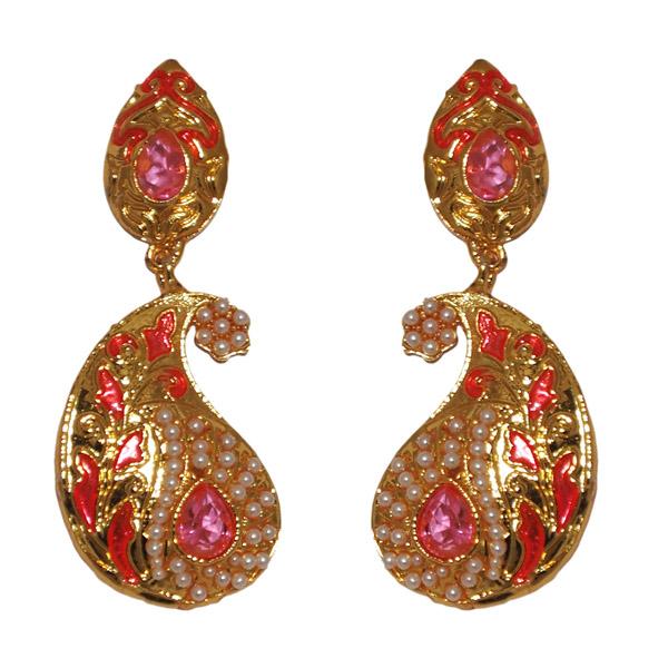 Kriaa Pink Meenakari Gold Plated Dangler Earrings