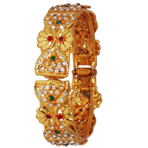 Kriaa Red And Green Austrian Stone Gold Plated Kada