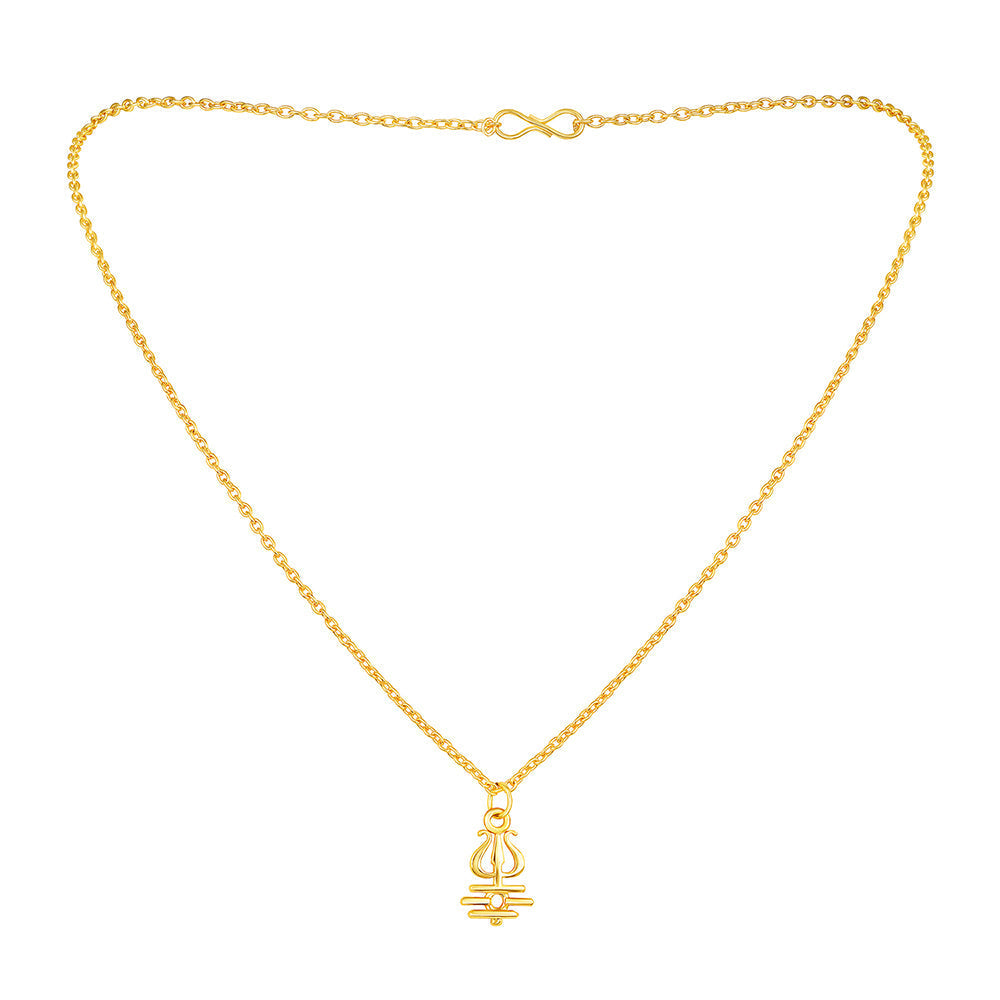 Mahi Gold Plated Religious Trishul Pendant with Chain for Men and Women (PS1101776G)
