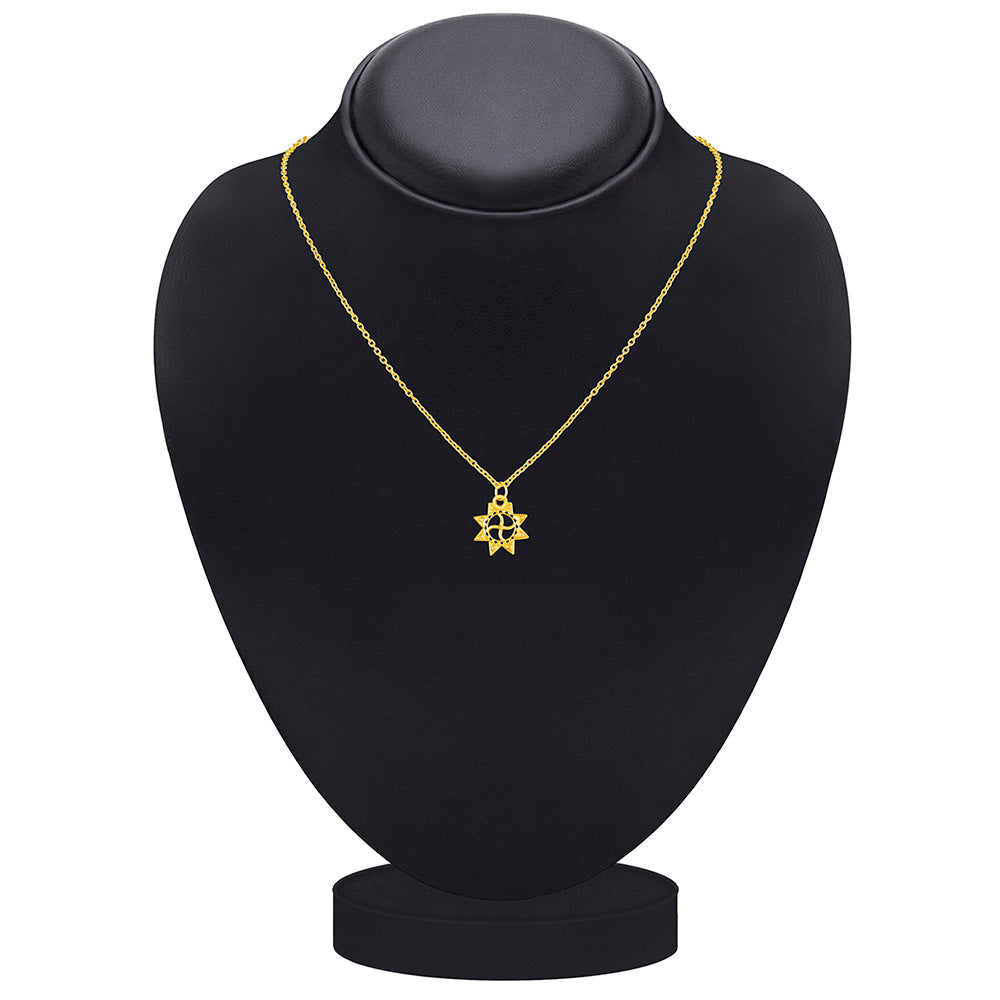 Mahi Gold Plated Sun Pendant with Chain for Men and Women (PS1101778G)
