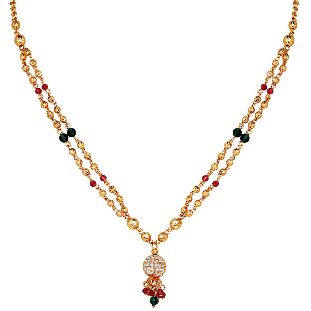 Mahi Adorable Mangalsutra / Tanmaniya with Black Beaded Dual Chain and Crystals for Women (PS1101792G)