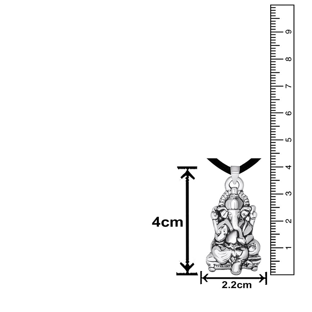 Mahi Vighnaharta Lord Ganesha Unisex Pendant with Black Rope (PS1101797R)