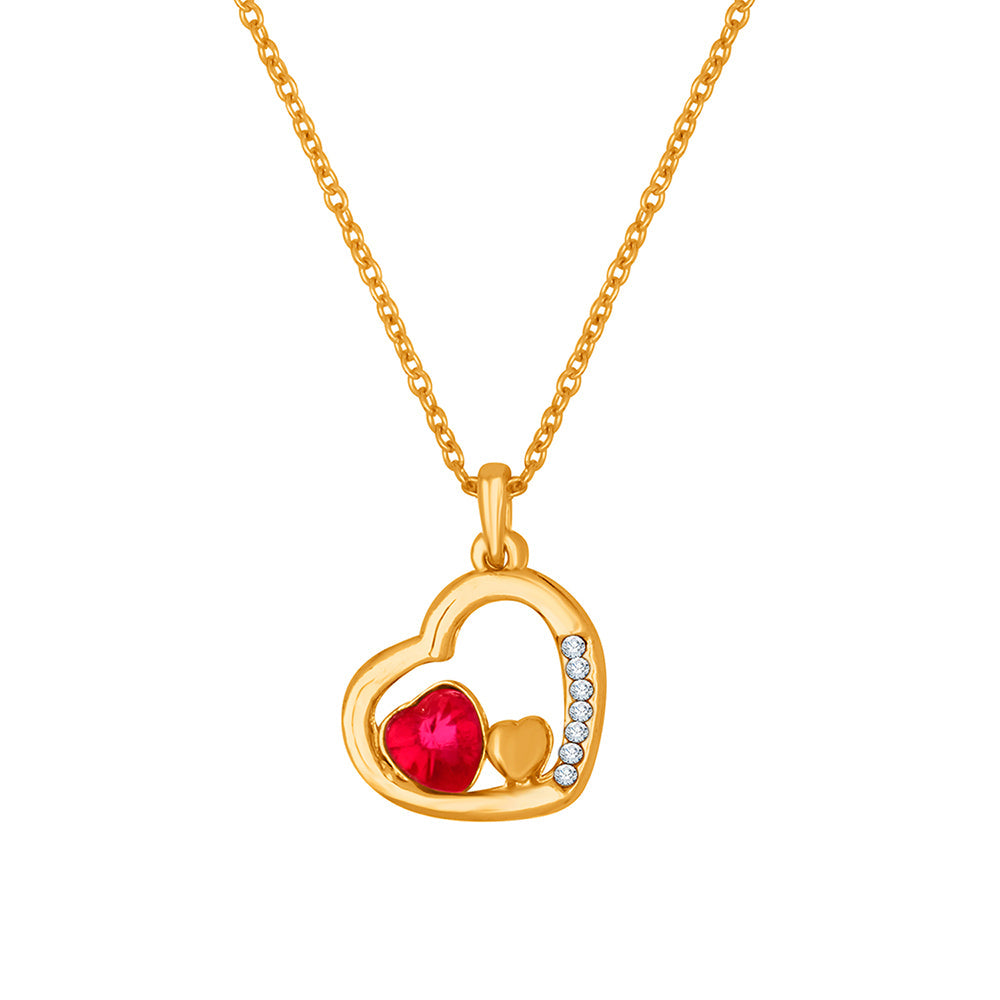 Mahi Red and White Crystal Eternal Love Triple Heart Pendant for Women (PS1101799GRed)