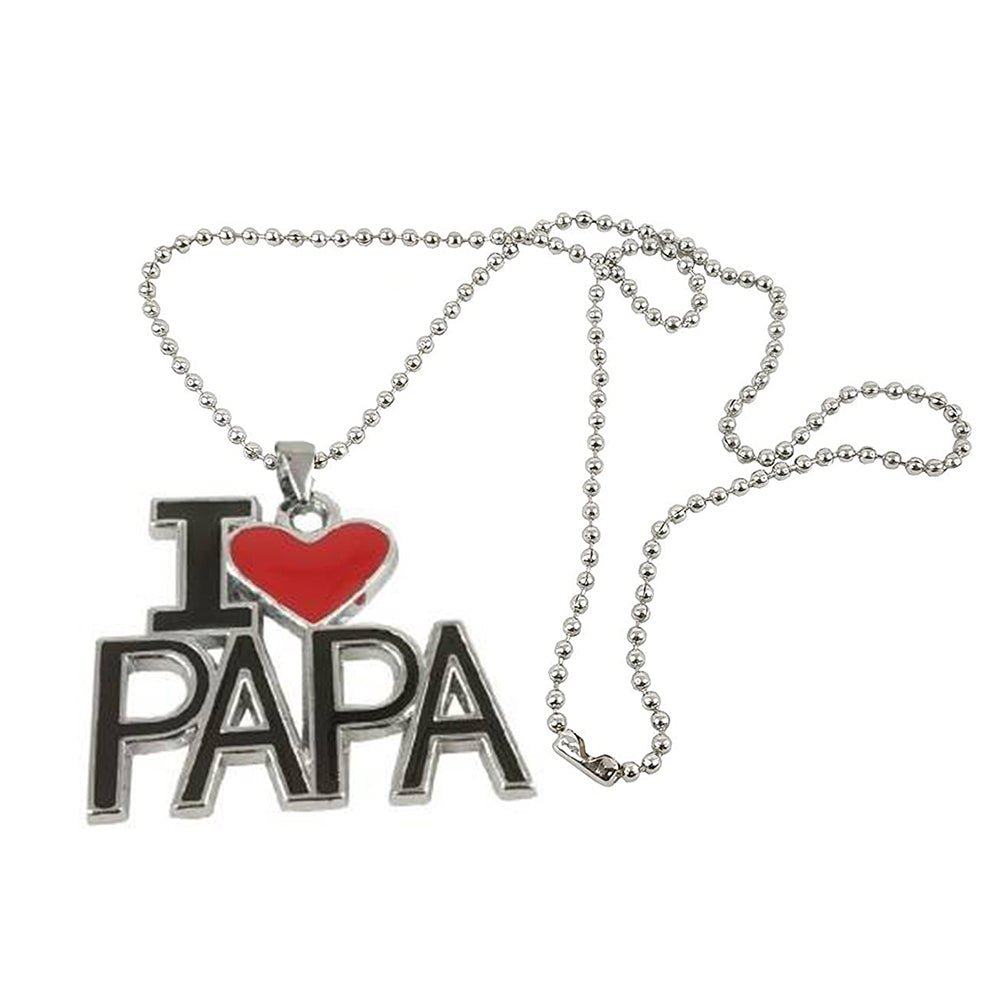 Mahi Father's Day Special ''I Love Dad'' Letter Heart Unisex Meena Enamelled Pendant with Ball Chain (PS1101821R)