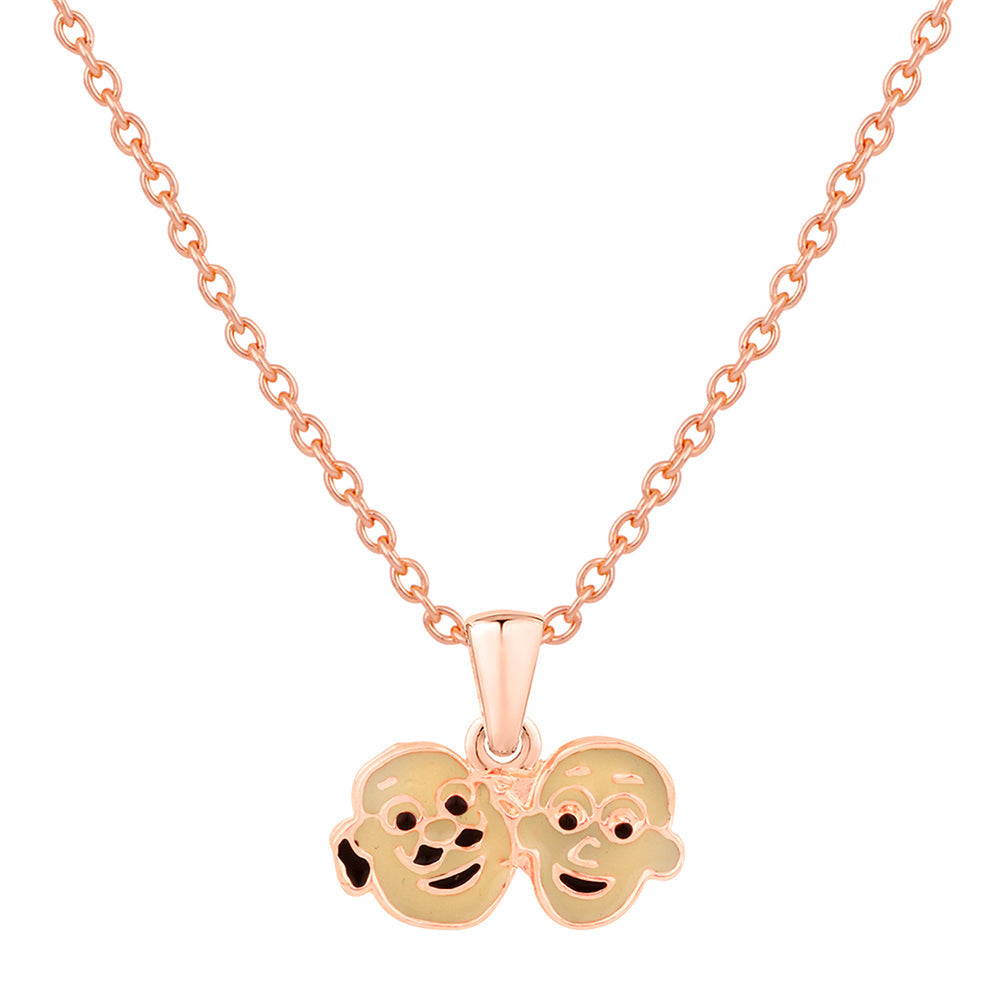 Mahi Rose Gold Plated Cartoon Pendant for Kids with Meena Work Enameled (PS1101827Z)