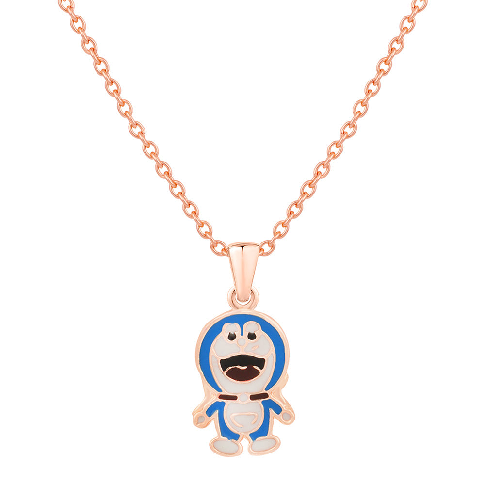 Mahi Rose Gold Plated Cartoon Pendant for Kids with Meena Work Enameled (PS1101830Z)