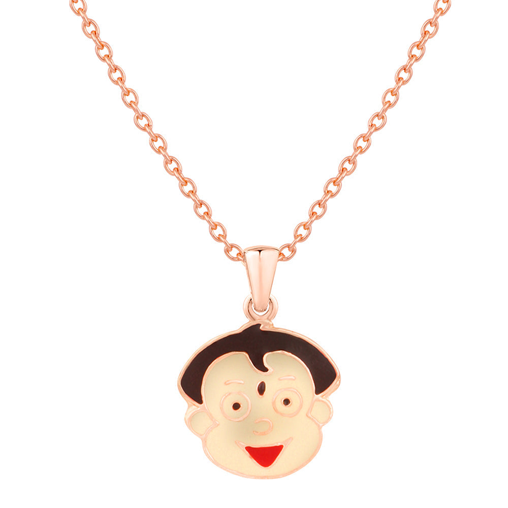Mahi Rose Gold Plated Cartoon Pendant for Kids with Meena Work Enamel (PS1101831Z)