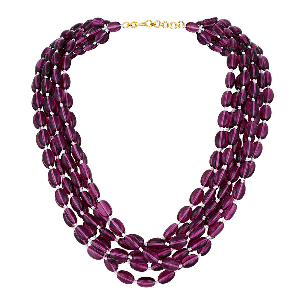 Mahi Multistrand 7 Layers Purple Necklace Chain for Girls and Women (PS1101848GPur)