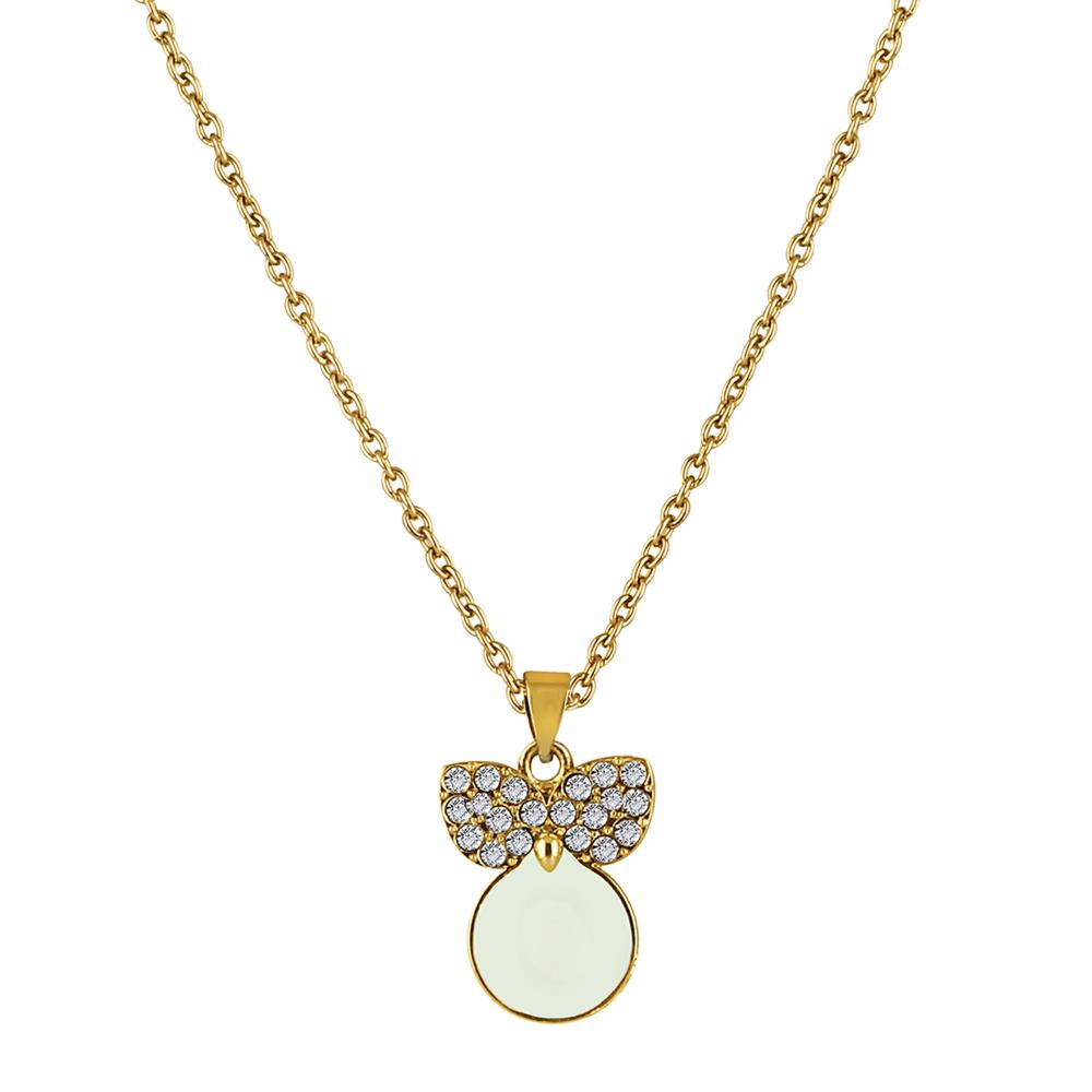 Mahi White Meenakari Work and Crystals Cute Necklace Pendant