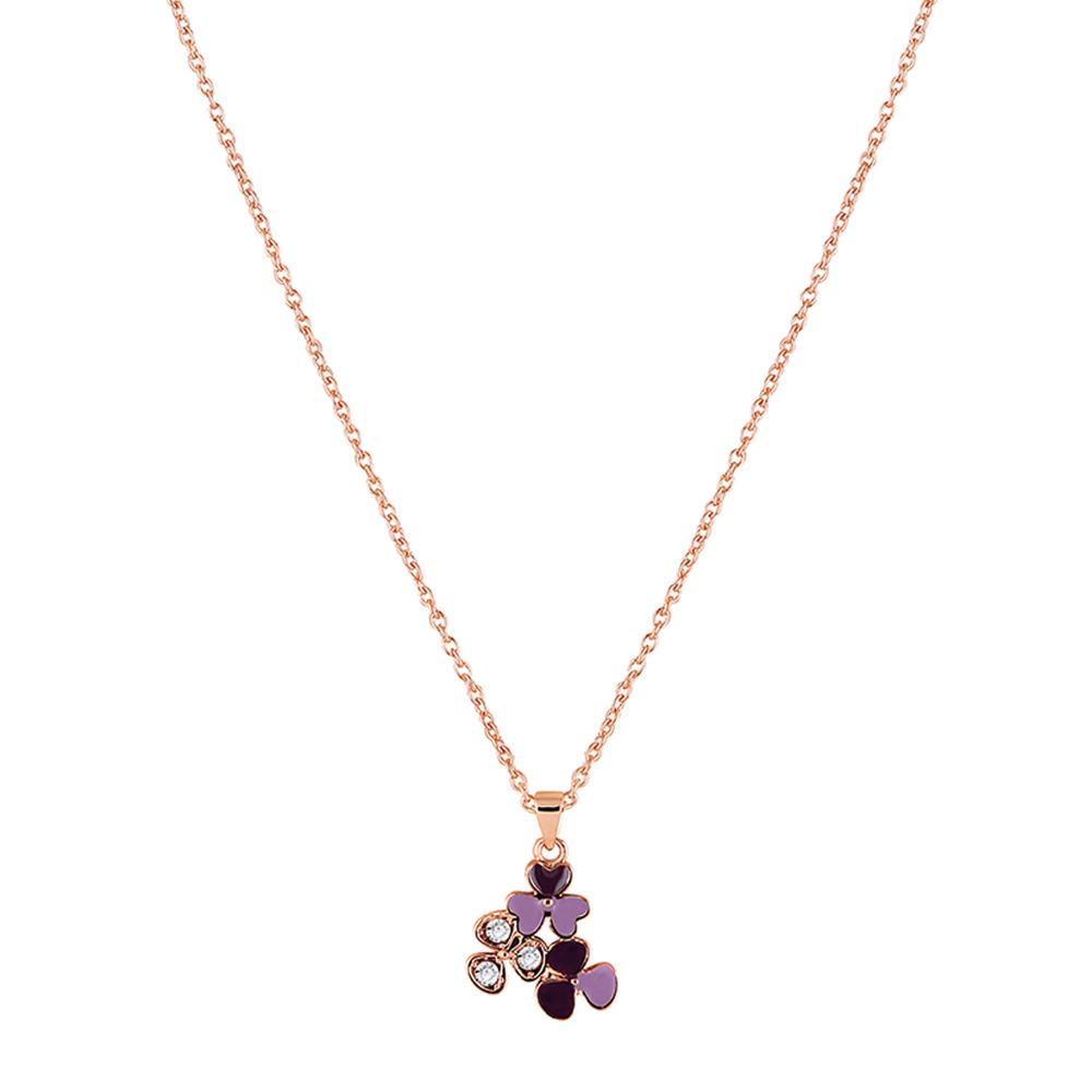 Mahi Purple Meenakari Work and Crystals Floral Necklace Pendant
