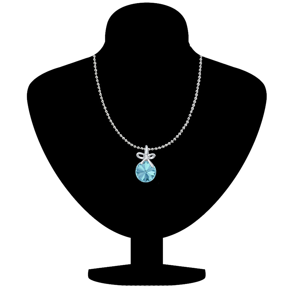 Mahi Bow Pendant with Aqua Blue Swarovski Crystals