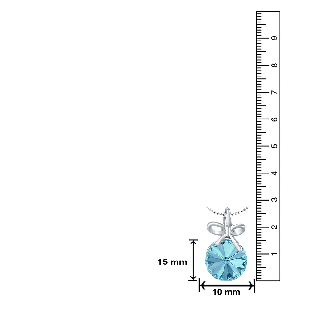 Mahi Bow Pendant with Aqua Blue Swarovski Crystals