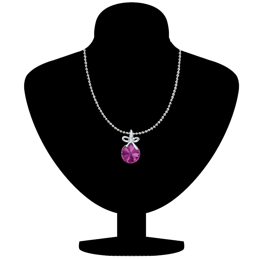 Mahi Bow Pendant with Fuchsia Purple Swarovski Crystals