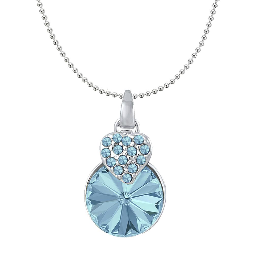 Mahi Heart Pendant Made with Aqua Blue Swarovski Crystals