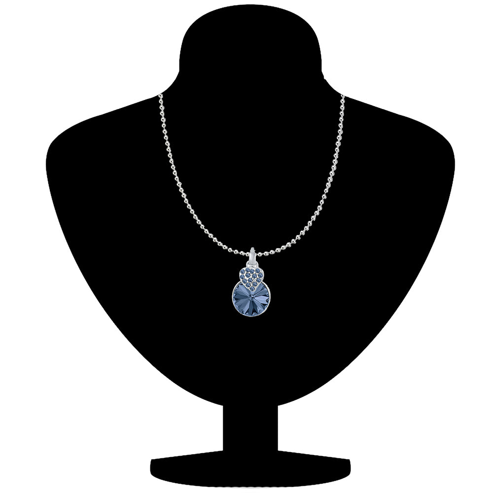 Mahi Heart Pendant Made with Montana Blue Swarovski Crystals