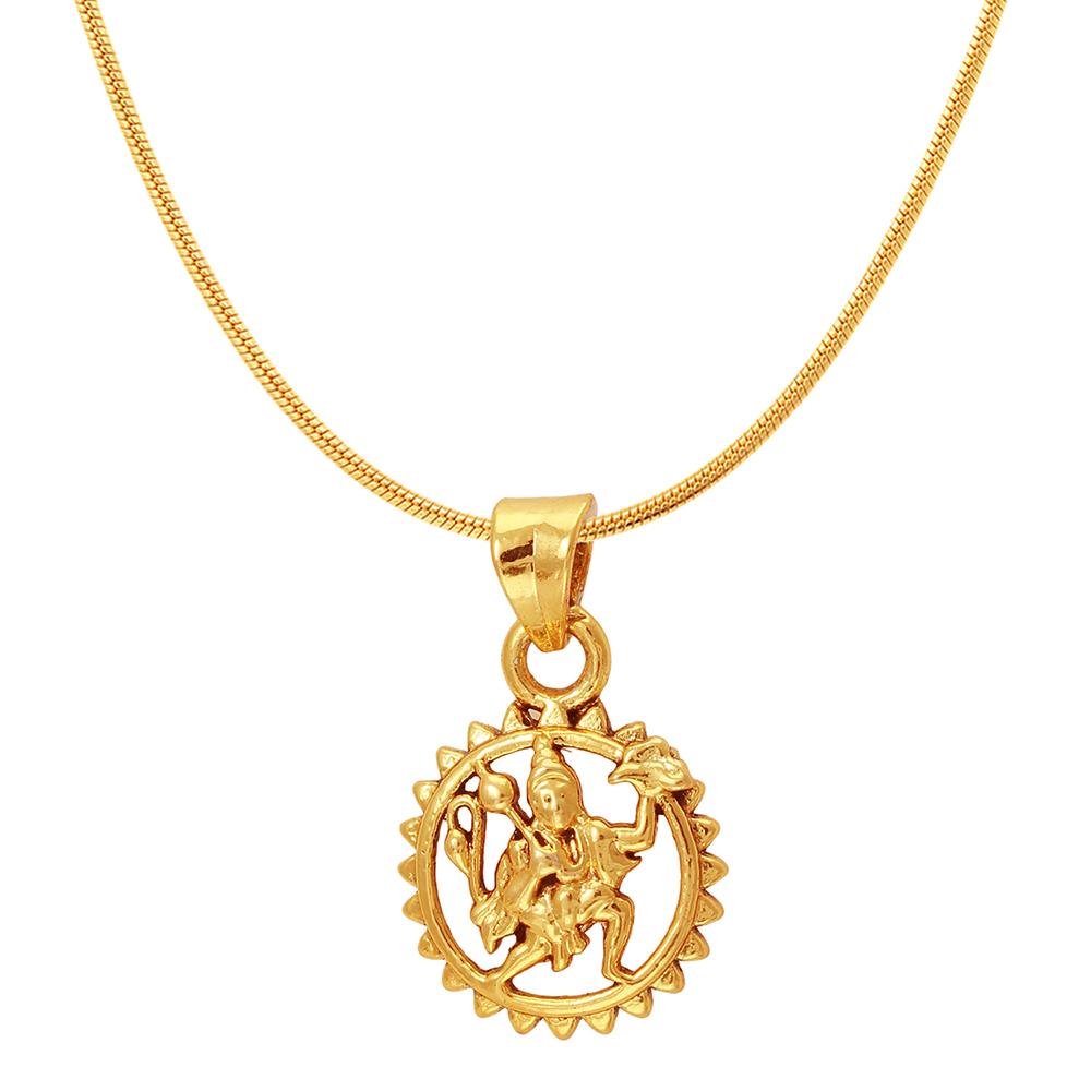 Mahi Hanuman Gold Plated Religious God Pendant