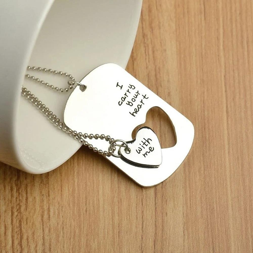 Mahi Long Distance Relationship I Carry Your Heart with Me Couple Pendant with Ball Chain for Men and Women (PSCO1101730R)