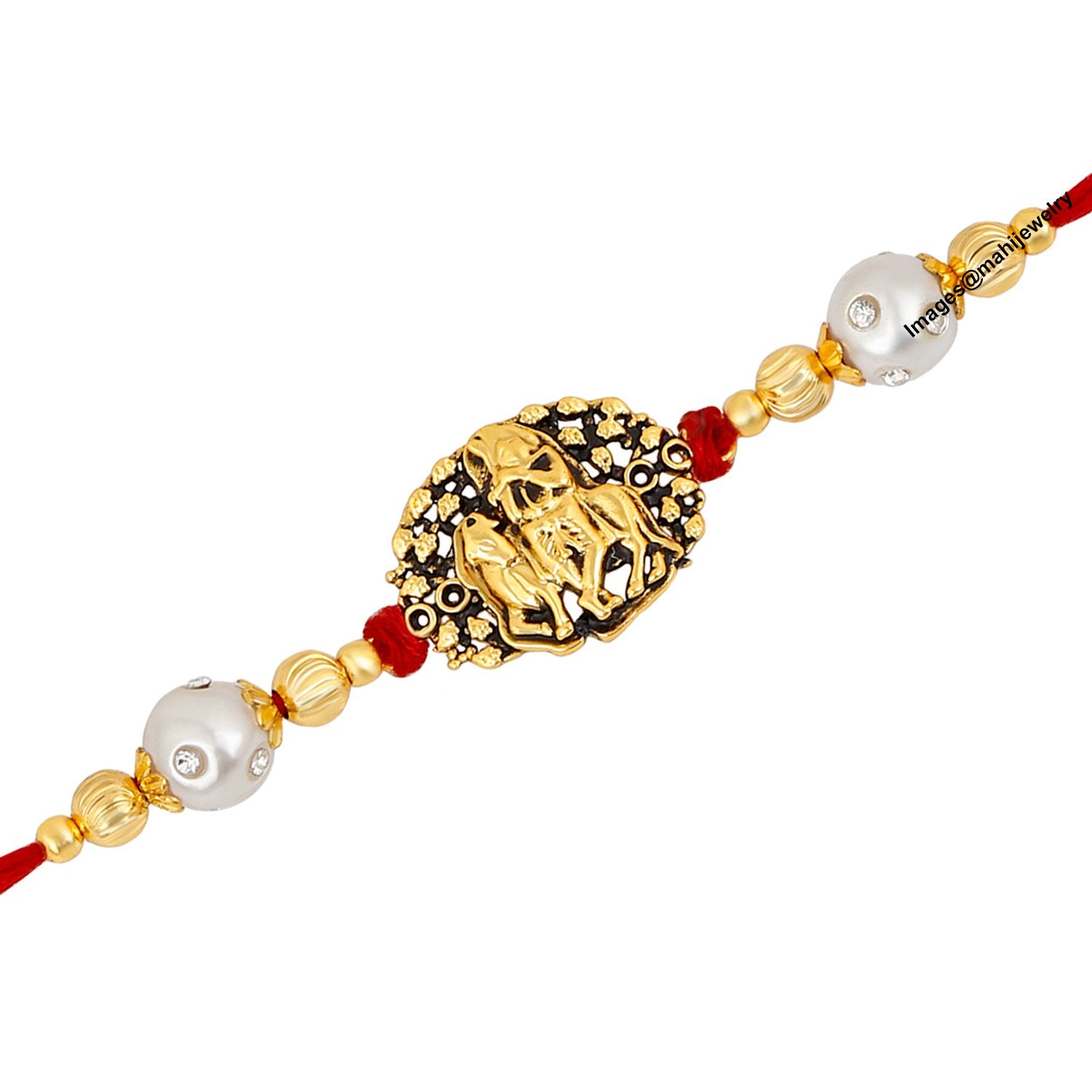 Mahi Gold Plated Exquisite Lord Krishna Rakhi Bracelet for Kids / Mens RA1100610G