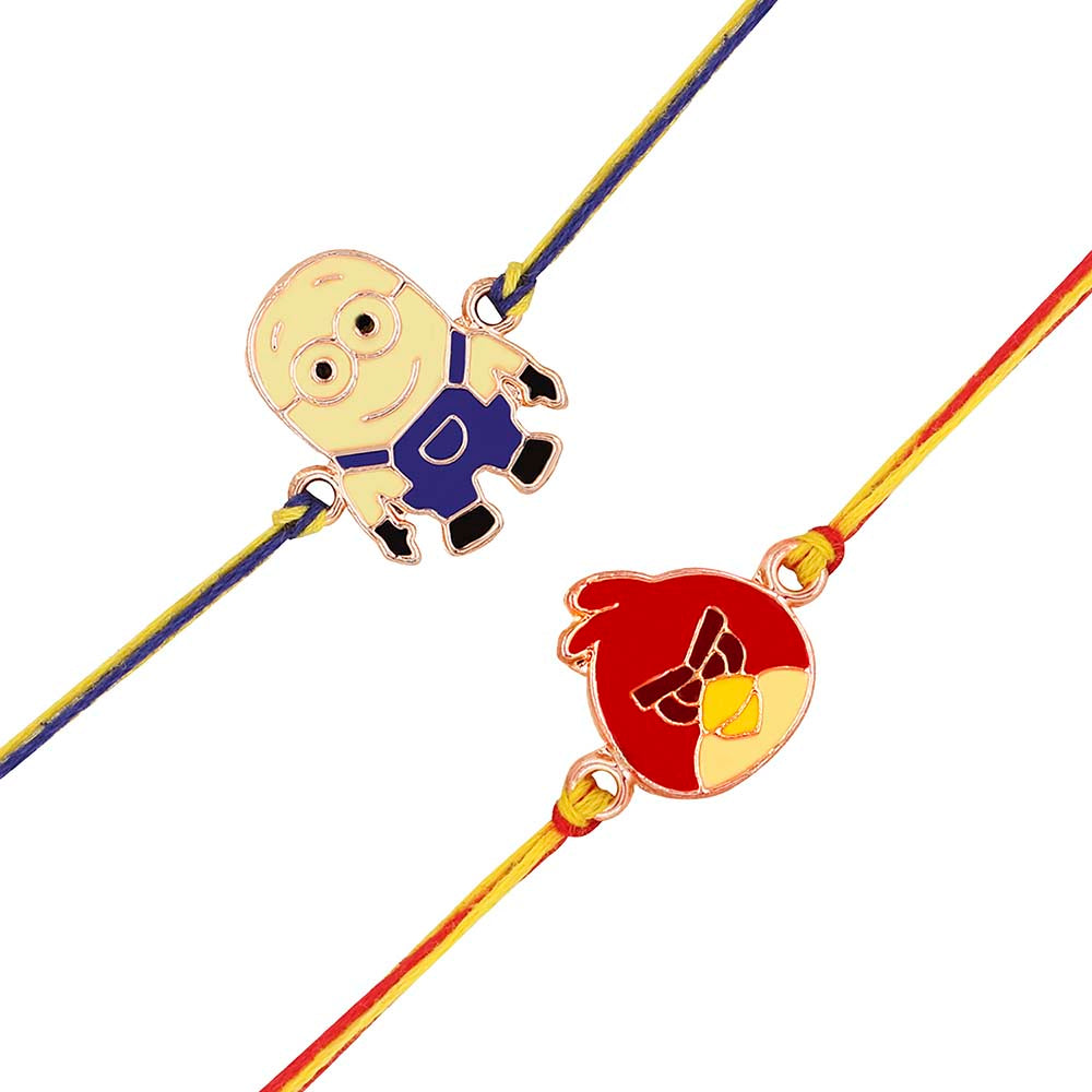 Mahi Combo of 4 Popular Trendy Multicolor Cartoon Kids Rakhi with Meena Work (RCO1105326Z)