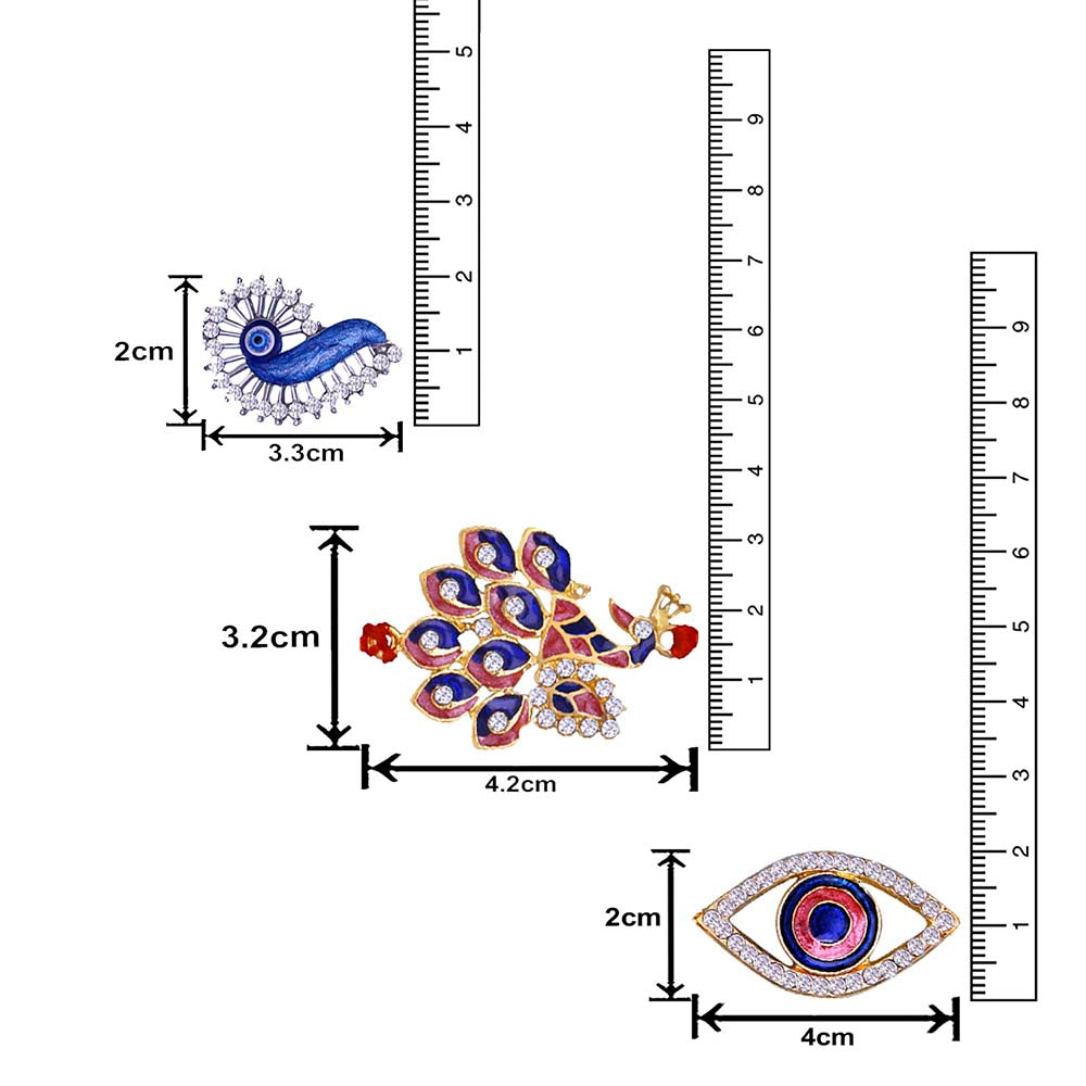 Mahi Combo of Evil Eye and Peacock Rakhis for Men (RCO1105364M)