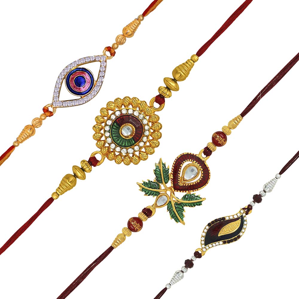 Mahi Combo of Classic Multicolor Crystals Rakhi for Beloved Brother /Bhaiya (RCO1105419M)